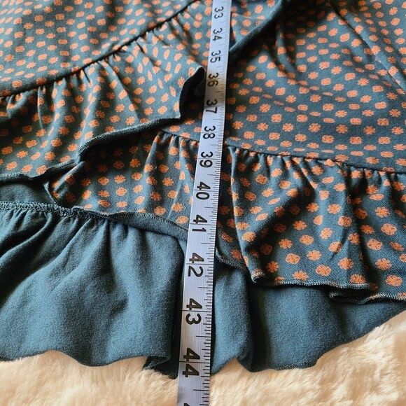 Matilda Jane Reunion Size Small Maternity Green Ruffled Asymmetrical Wrap Dress - Picture 12 of 12